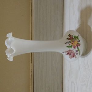 Vintage Fenton Floral Ribbon Top Vase